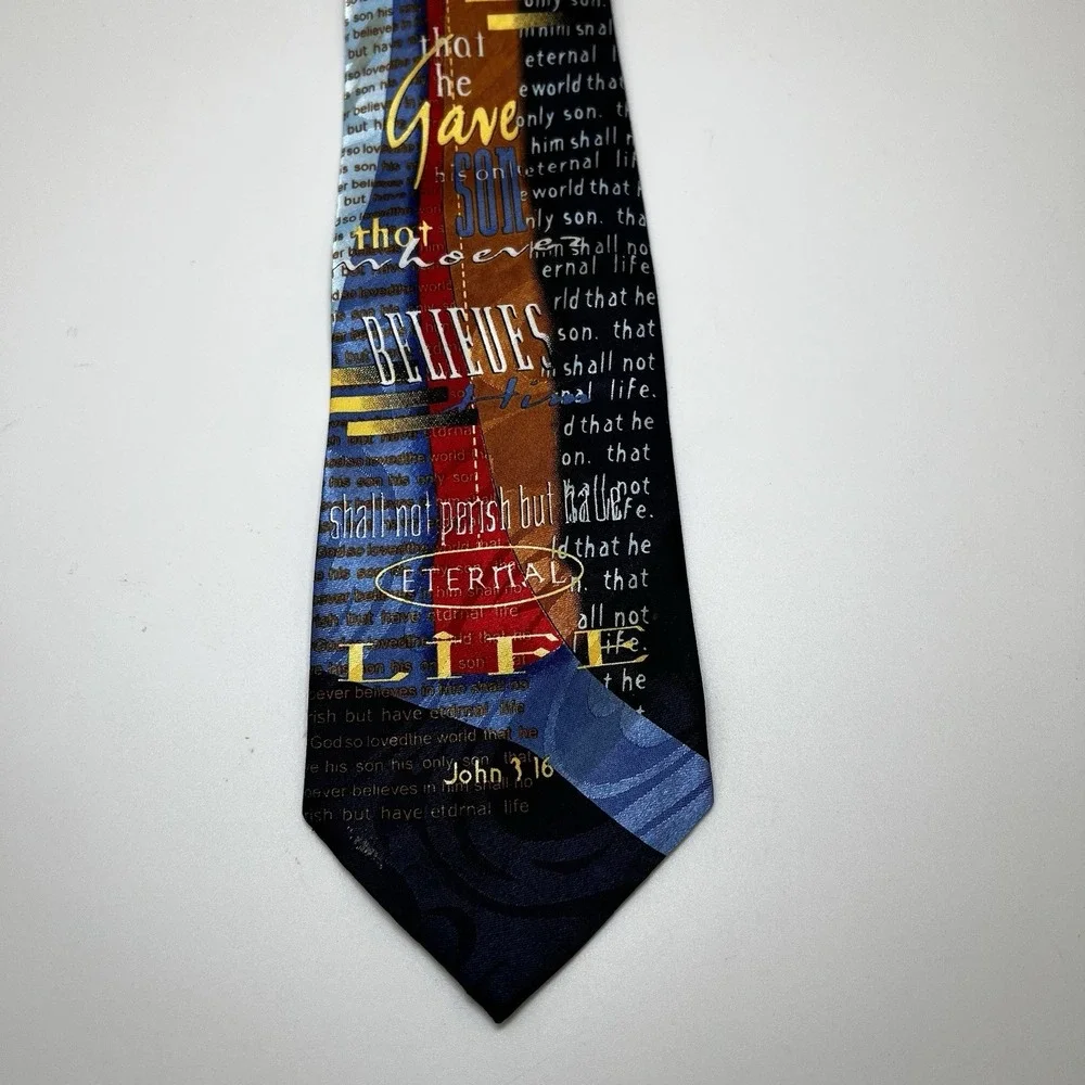 Vintage Steven Harris Hand Made John 3:16 Neck Tie Religious Preacher Pastor - Picture 2 of 6
